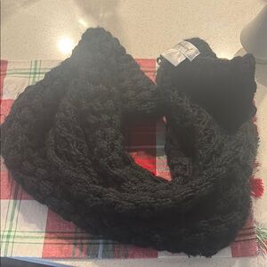 Wool Black Knit Infinity Scarf from soul scarf